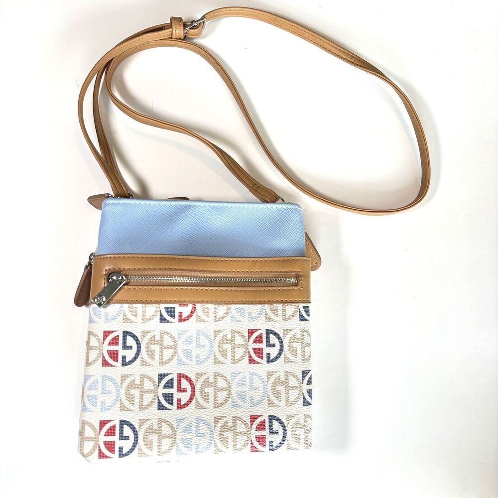 Gianni Bernini Crossbody Handbag - Small Adjustable Multiple Pockets Patterned